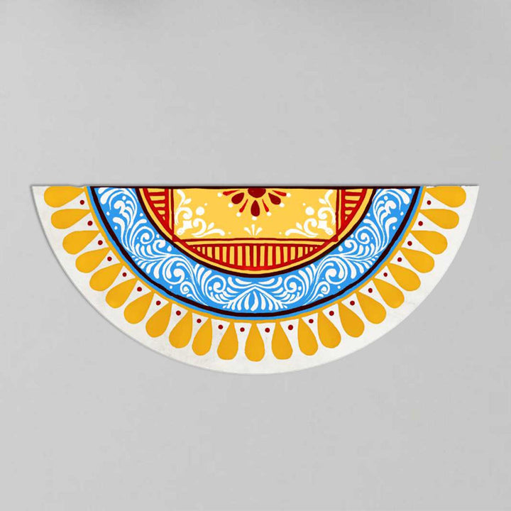 9.5 x 22.5 inch | Hand-Painted Saanjh Semicircle Canvas Reusable Rangoli Mat