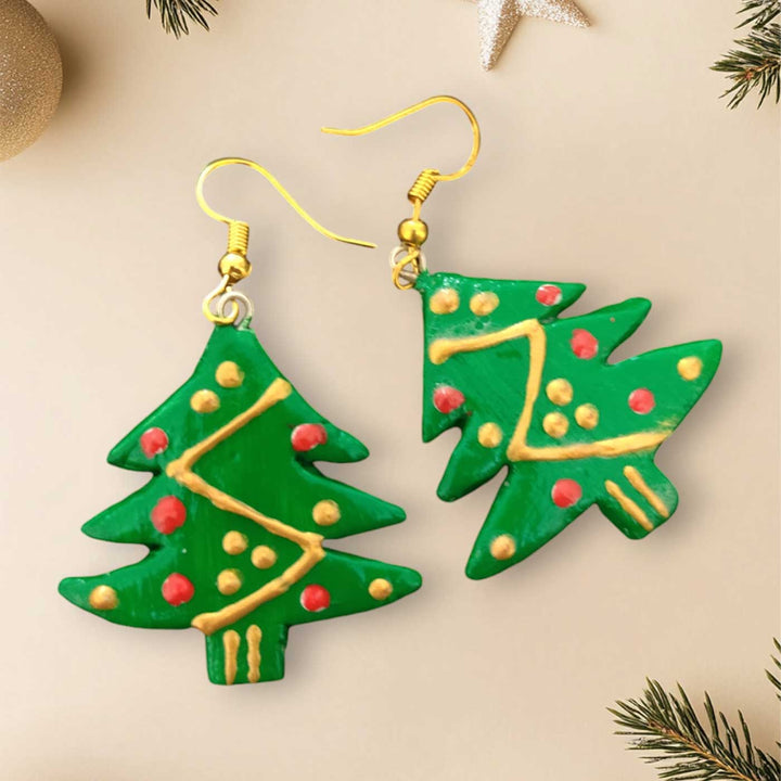 Handmade Christmas Tree Clay Earrings | Secret Santa Gift Ideas