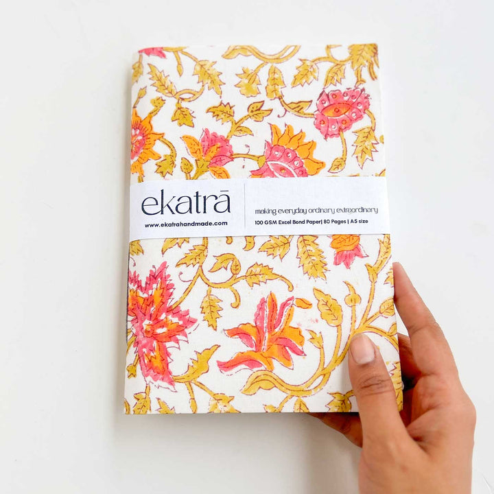 Pink Leafy Floral A5 Journal