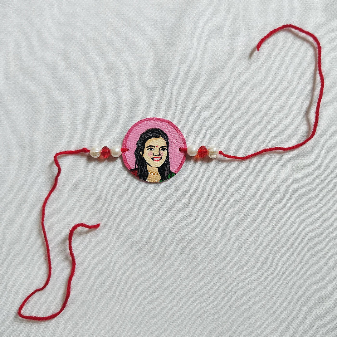 Photo Personalized Hand-Painted Round Caricature Rakhi