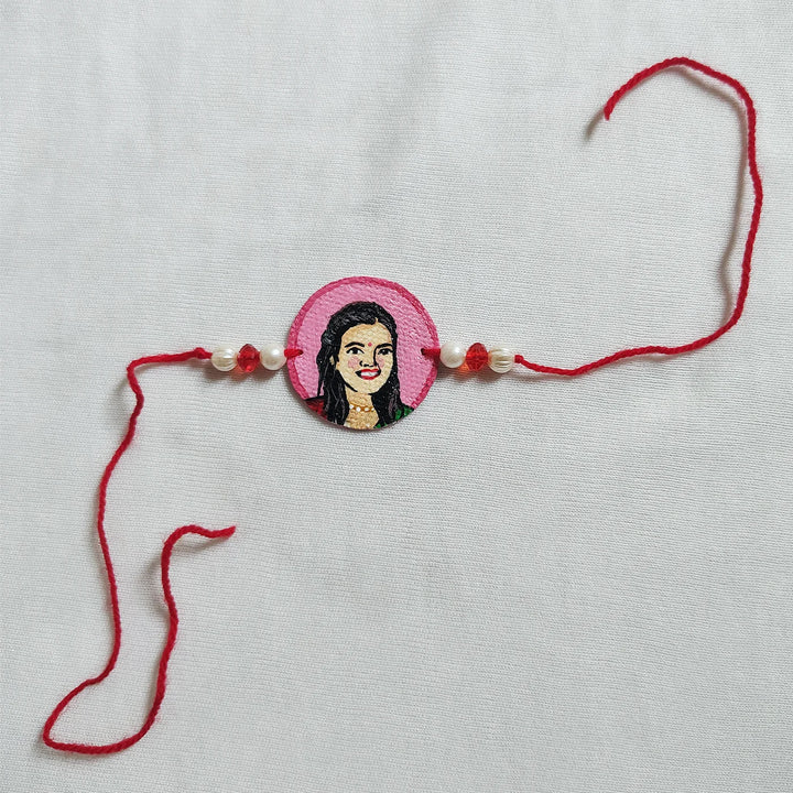 Photo Personalized Hand-Painted Round Caricature Rakhi