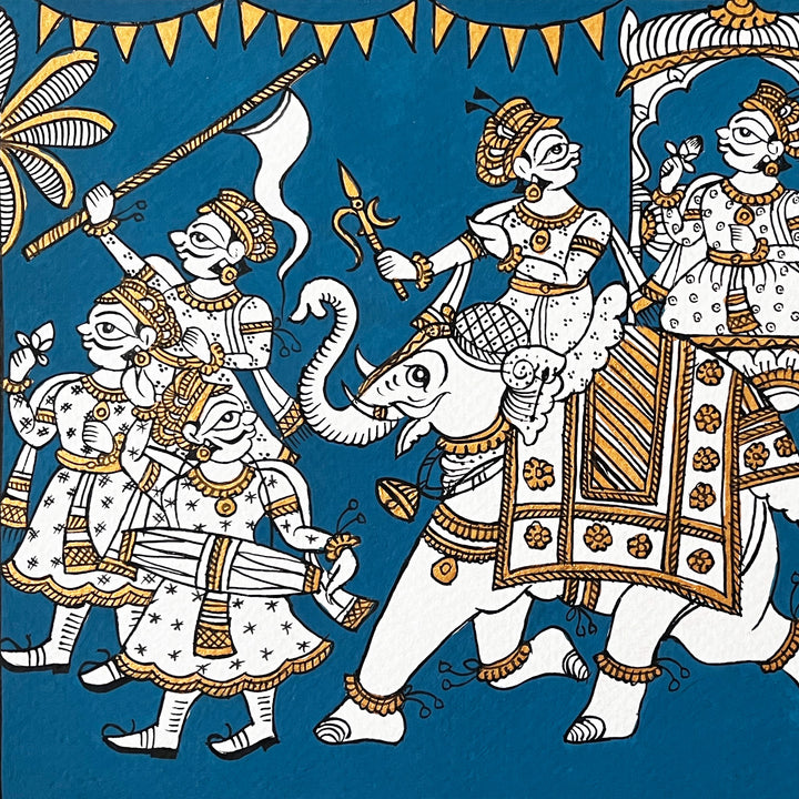 11 X 7.5 Inch | Royal Procession Paper Phad Painting