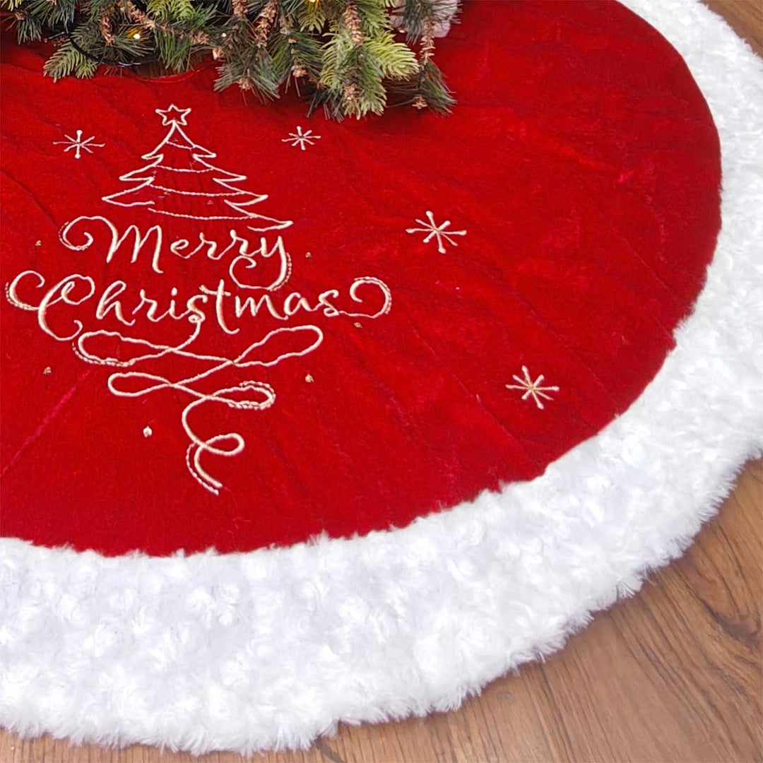 Personalized Handmade Classic Merry Velvet Tree Skirt | 48 Inches