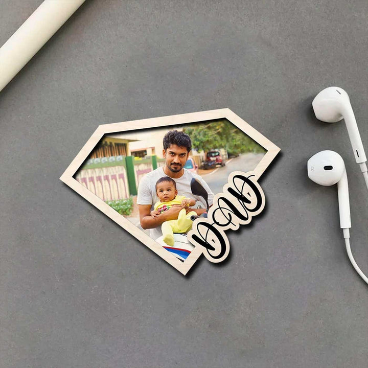 Photo Personalized Printed Fathers Day Theme Wooden Fridge Magnet For Fathers | Set Of 3