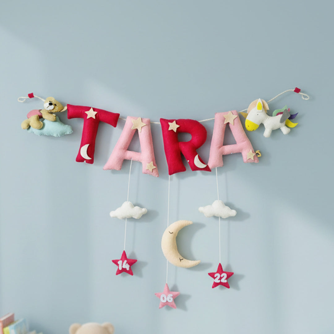 Handcrafted Personalized Unicorn & Teddy Themed Bunting For Kids
