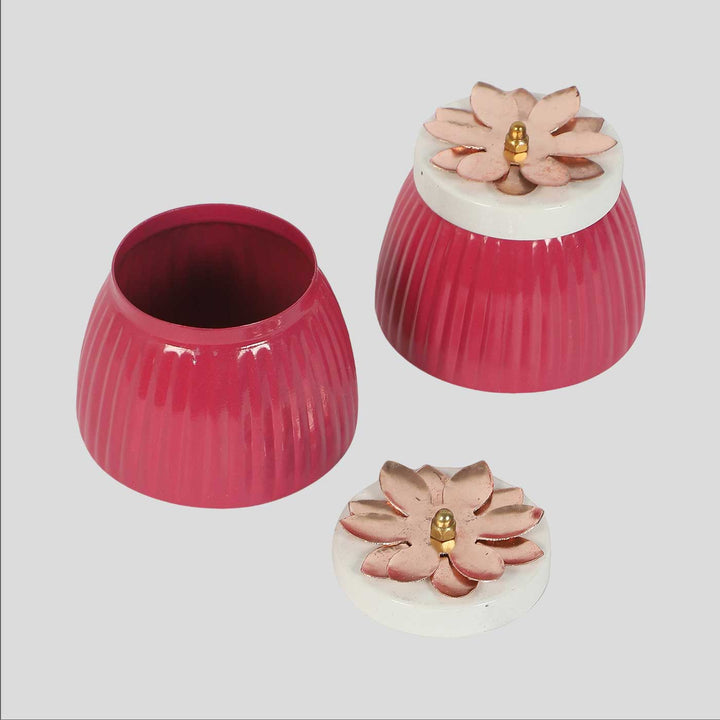 Handmade Pink Metal  Jar | Set Of 2