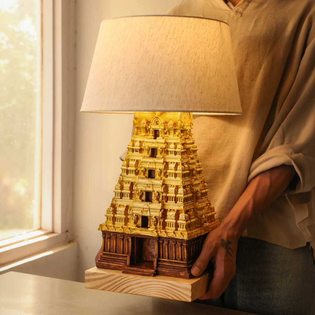 Handcrafted Gopuram South Indian Temple Gateway Miniature Table Lamp For Home Decor