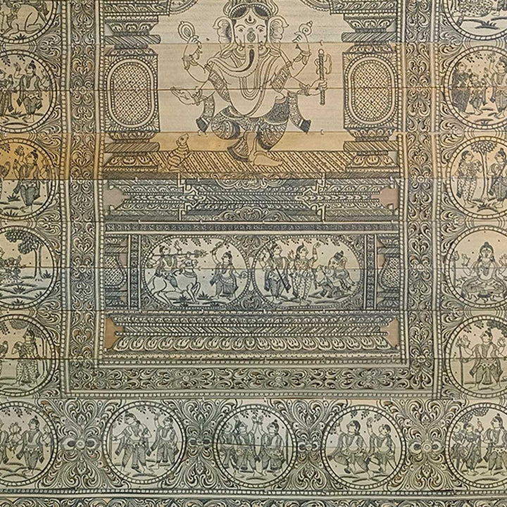 18 X 30 Inch | Handmade Palm Leaf Life Story Of Ganesha Painting