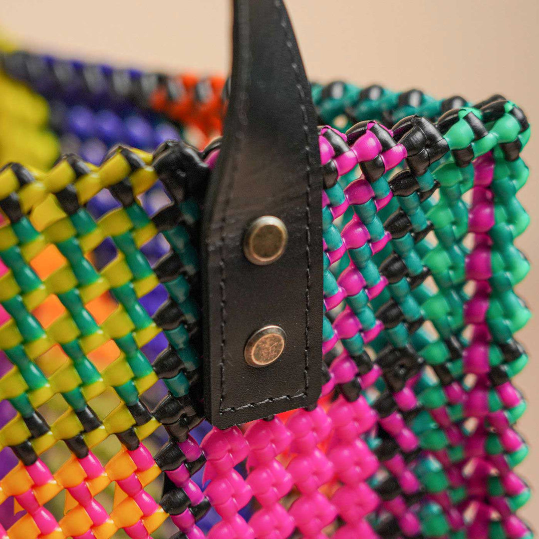 Multicolour Checked Mukhya Knot Handmade Koodai Storage Basket