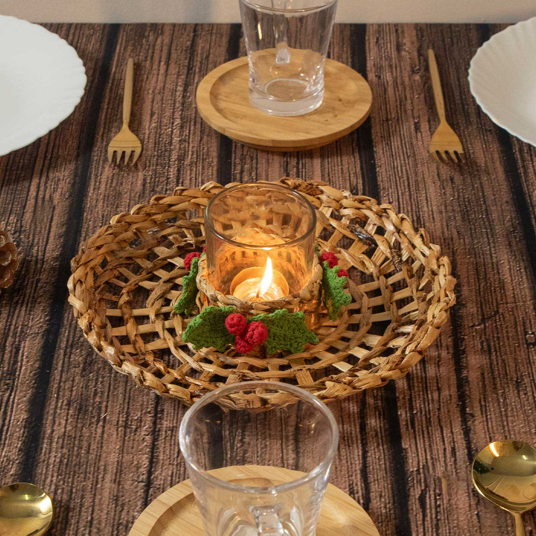 Ecofriendly Banana Holly Berry Candle Wreath