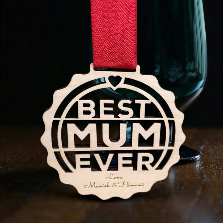 Photo Personalized Printed Best Mum Ever Wooden Medal