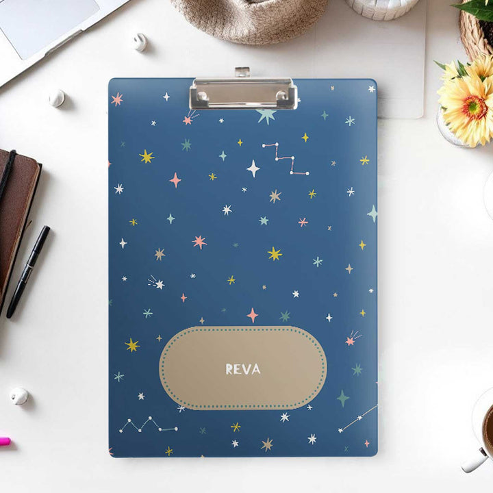 Personalized Twinkling Stars Theme Acrylic Clipboard