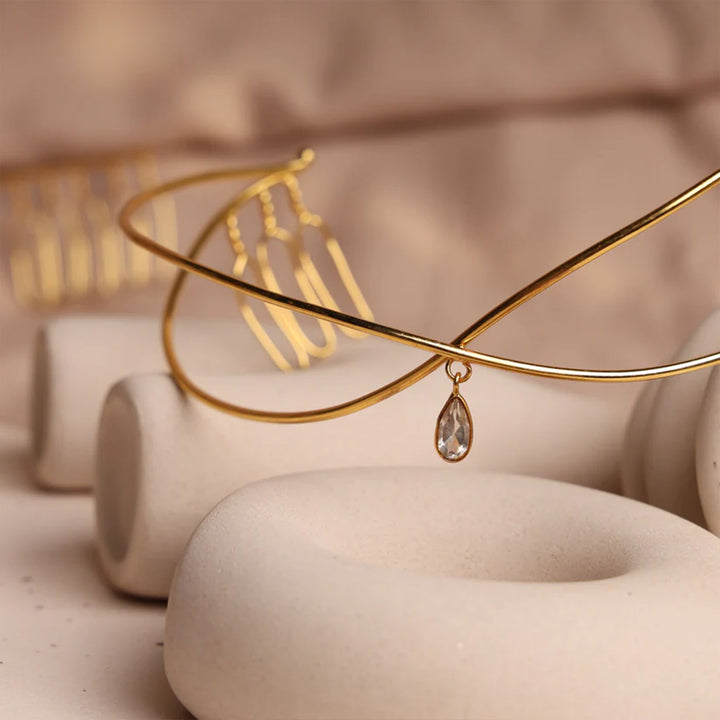 Handmade Classic Crown 18k Gold Plated Reverse Headband For Weddings