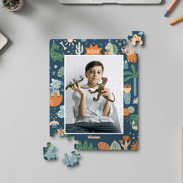 Photo Personalized Dino Party Theme Acrylic Puzzle