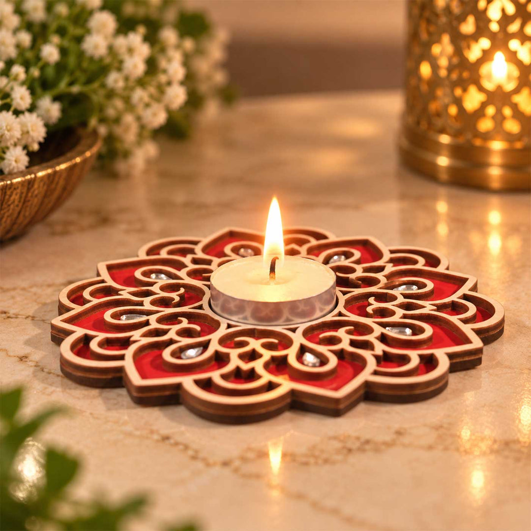 Handcrafted Classic Mandala Layered Wooden Tealight Holder