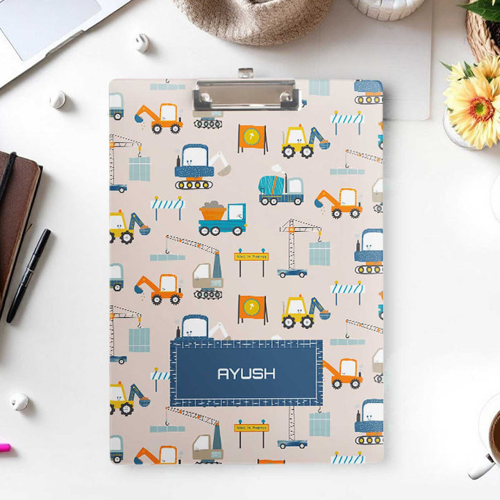 Personalized Construction Site Theme Acrylic Clipboard