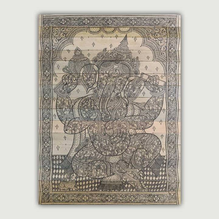 19 X 14 Inch | Handmade Palm Leaf Ganesha Within Ganesha Painting