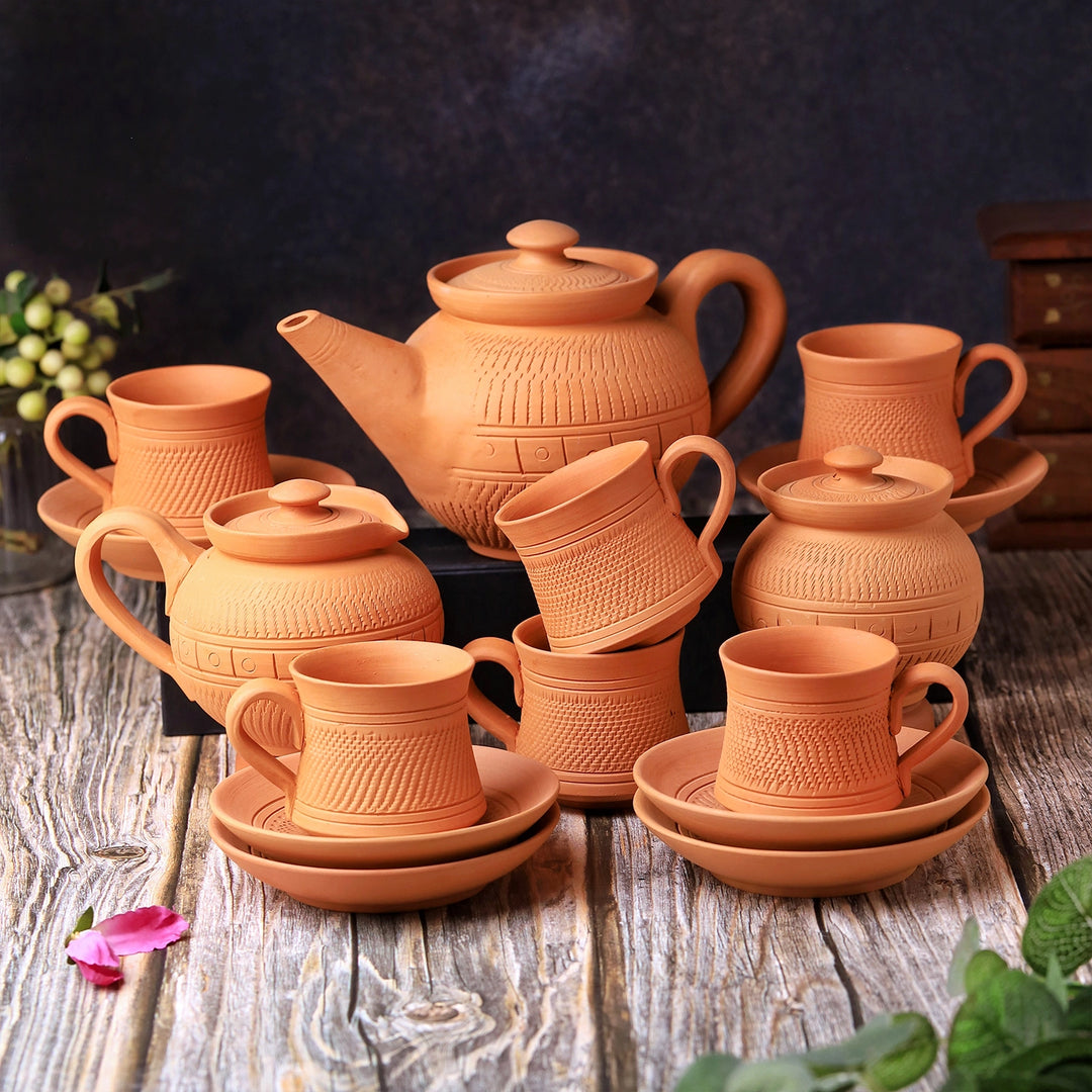 Handmade Maharaja Terracotta Tea Set | Set Of 15