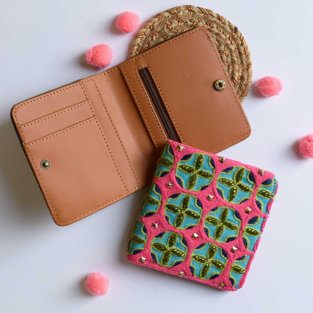 Handmade Embroidered Rihaana Design Canvas Wallet