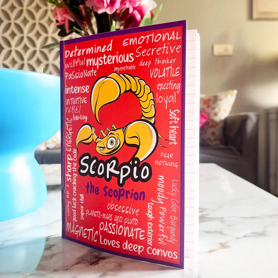 Printed Scorpio Theme Ruled Notebook | A5 | 50 Pages