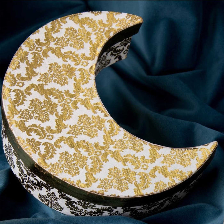 Handmade Damask Moon Shaped Paper Gift Box