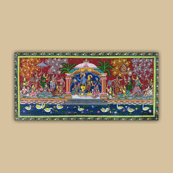 18 X 40 Inch | Handmade Canvas Yamunaras Painting