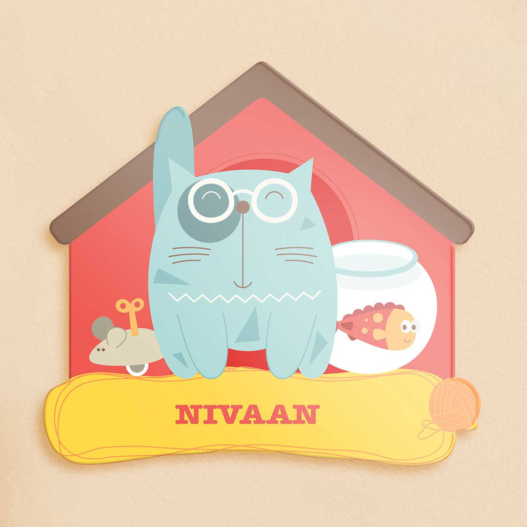 Personalized Kitty Cat Theme Acrylic Kids Name Plate
