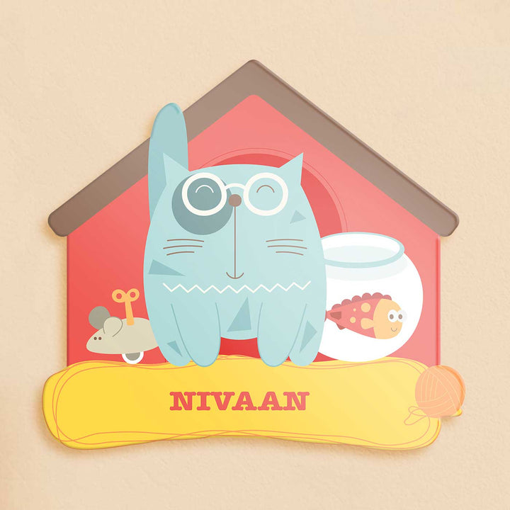 Personalized Kitty Cat Theme Acrylic Kids Name Plate