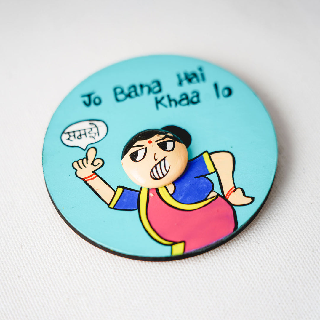 Handcrafted MDF & Clay Aunty Fridge Magnet