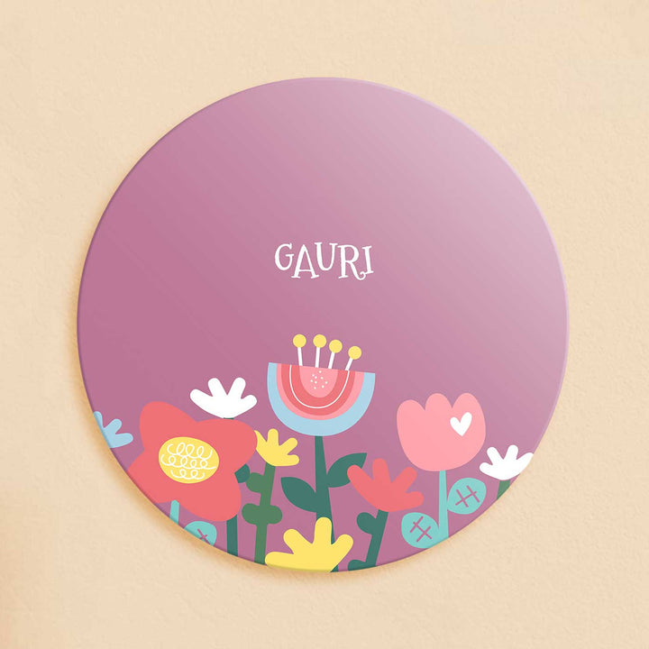 Personalized Flower Power Theme Acrylic Kids Name Plate