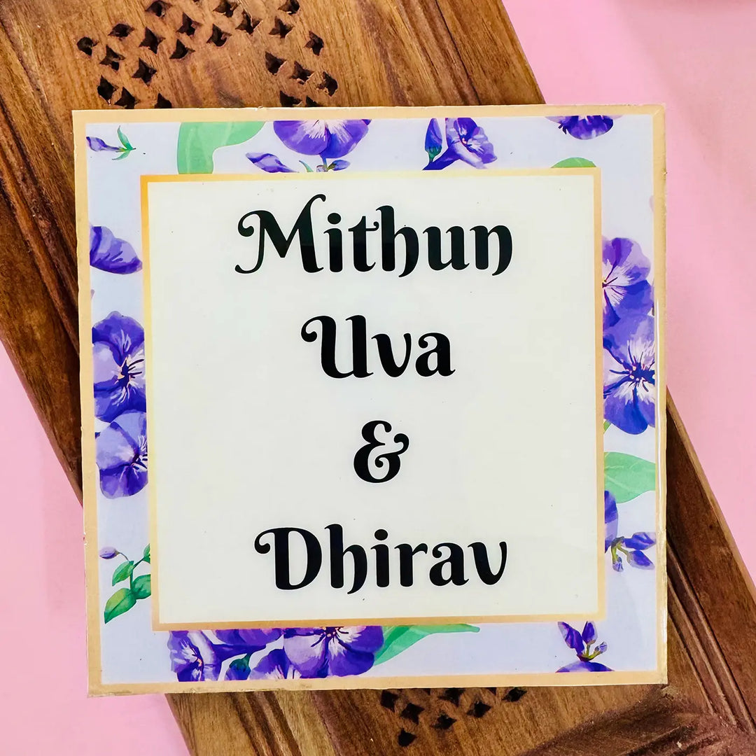 Personalized Botanical Theme Resin Name Plate
