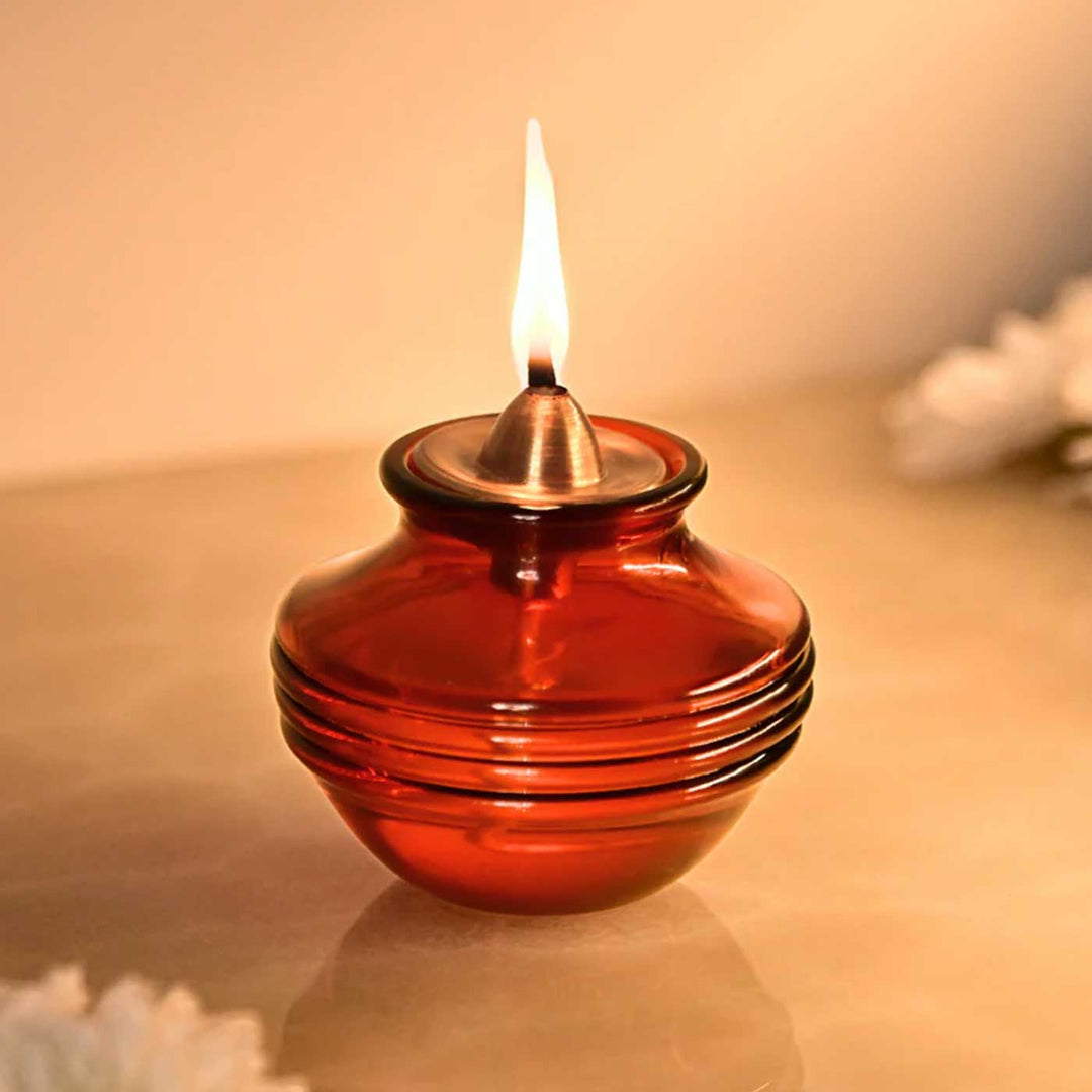 Medium Kalash Design Akhand Jyot Glass Akhand Jyot Diya / Oil Lamp