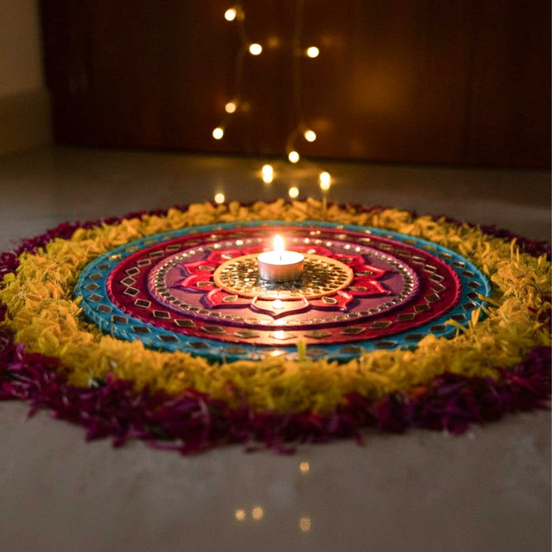 Handmade Mirror Work Raang Darpan Clay Reusable Rangoli