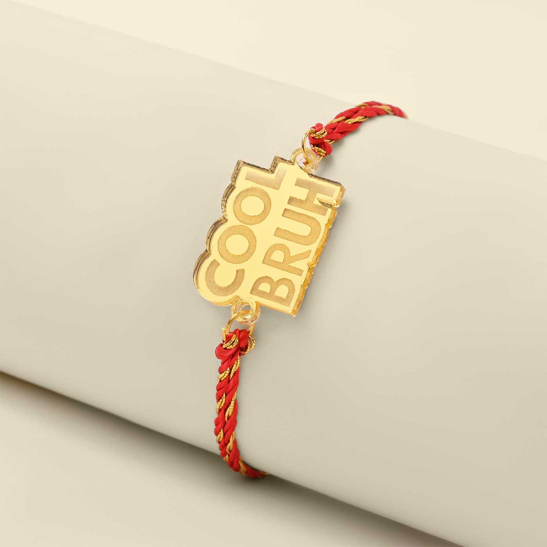 Handmade Cool Bruh Design Acrylic Rakhi For Brother - Bracelet Front View