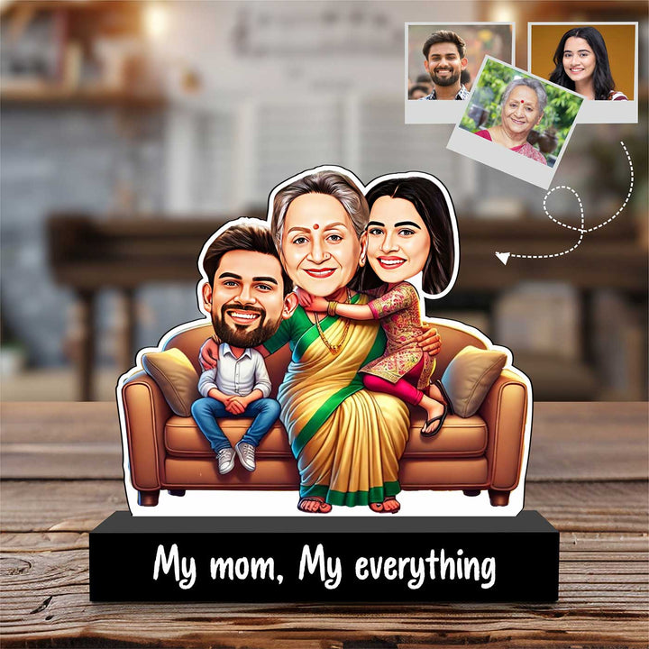Photo Personalized "My Mom, My Everything" MDF Wood Caricature Cutout For Mothers