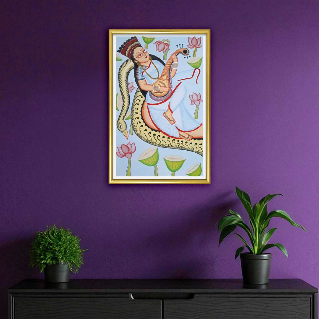 14 x 22 Inch | Melody in Bloom | Original Hand Painted Kalighat Painting | Natural Colors On Paper