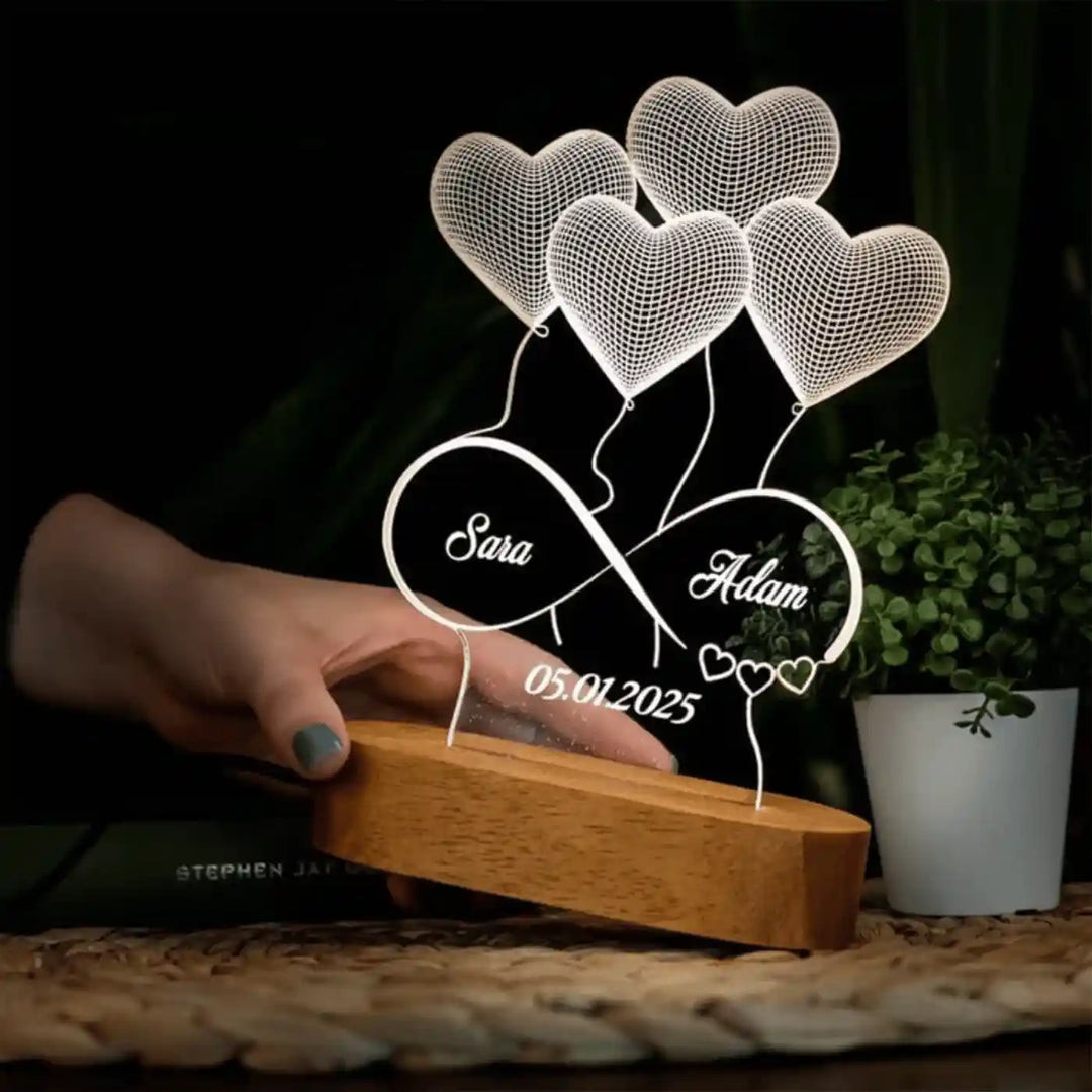 Personalized Heart Theme Acrylic Table Lamp
