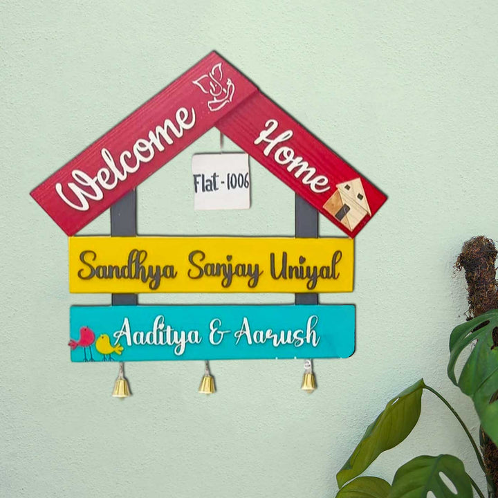 Personalized Hand-Painted Hut Shaped Wooden Name Plate
