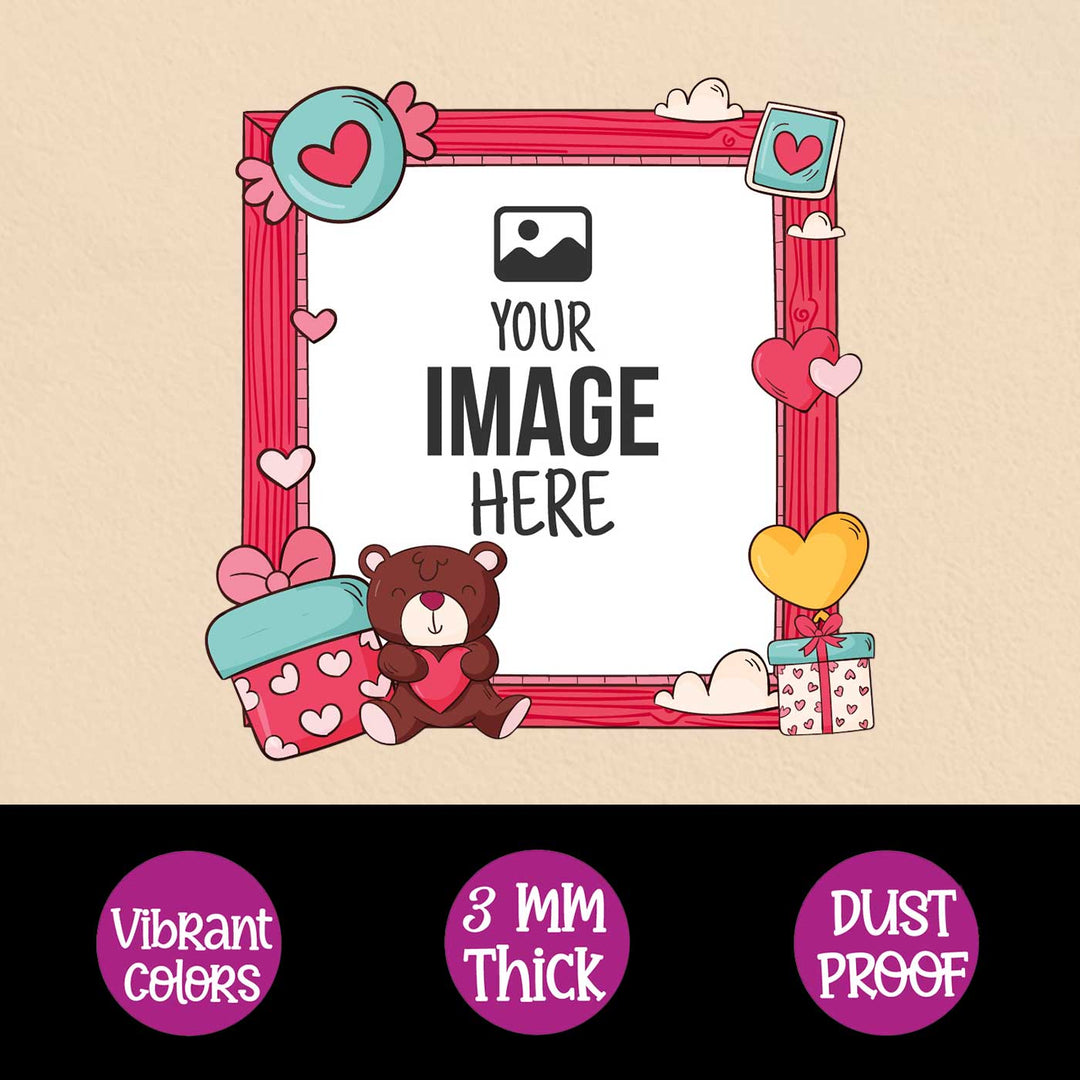 Photo Personalized Love & Surprise Theme Wooden Fridge Magnet For Couples