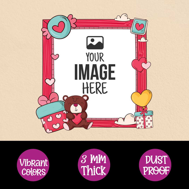 Photo Personalized Love & Surprise Theme Wooden Fridge Magnet For Couples
