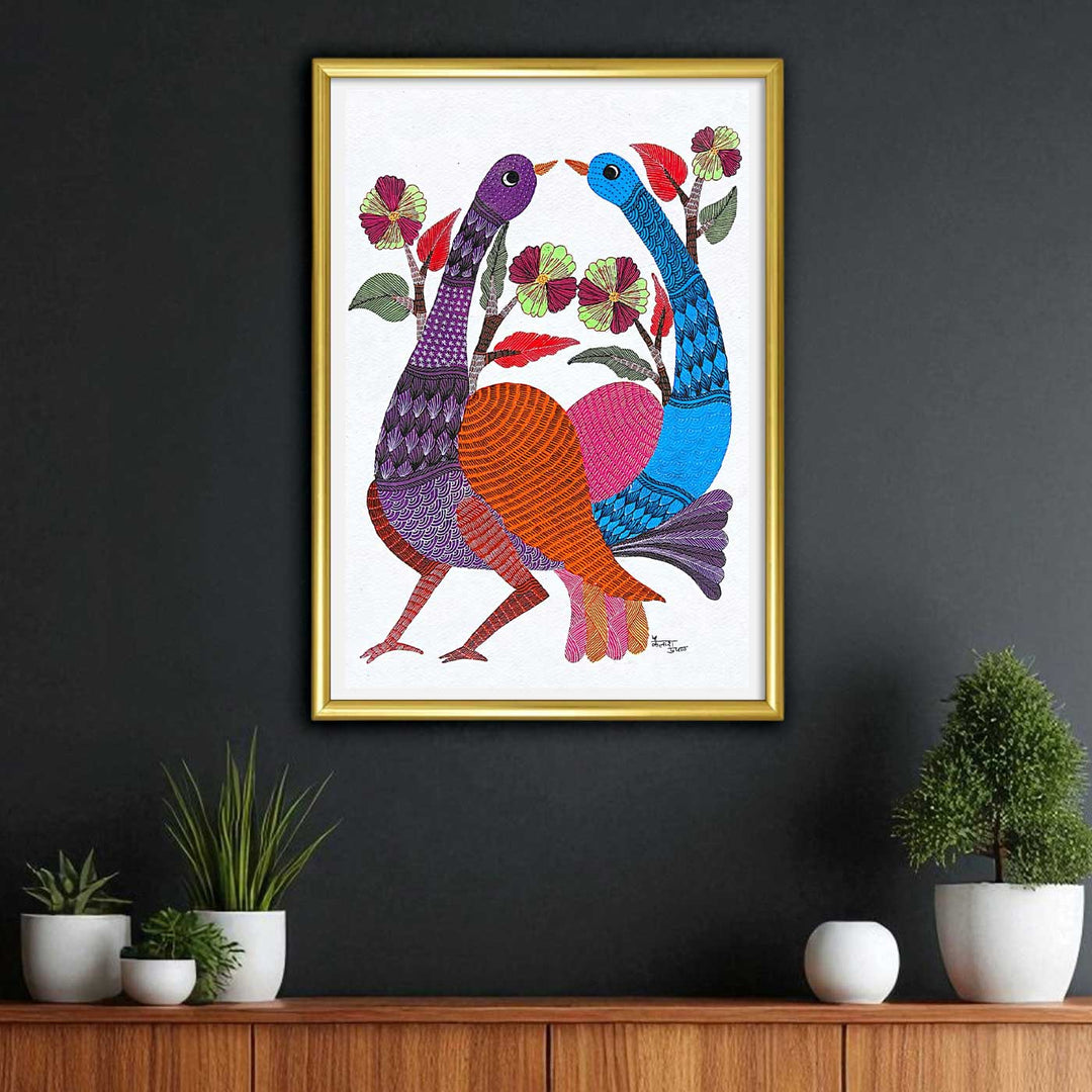 11 x 15 Inch | Sacred Bond | Original Hand painted Tribal Gond Art Painting | Acrylic Paints On Paper