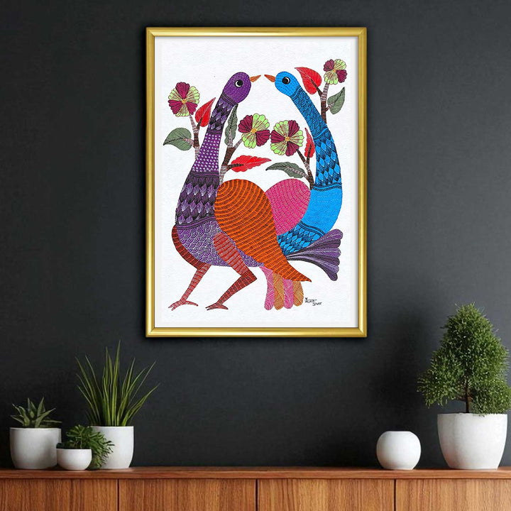 11 x 15 Inch | Sacred Bond | Original Hand painted Tribal Gond Art Painting | Acrylic Paints On Paper