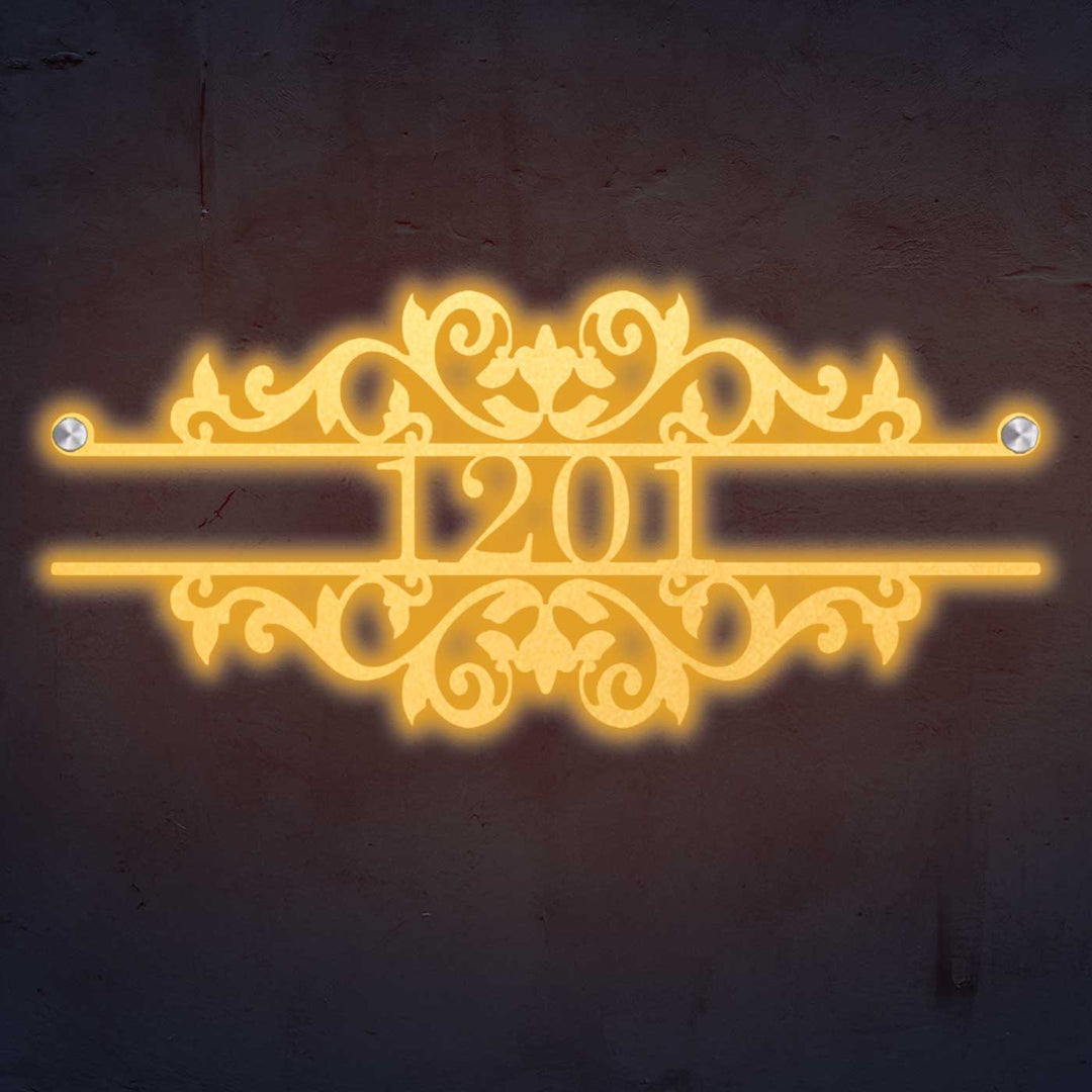 Personalized Laser Cut Ornate Design Steel Name Plate