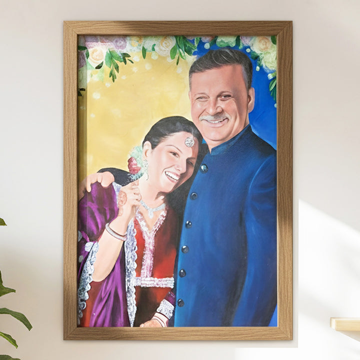 Photo Personalized Hand Painted Portrait With Premium Wooden Frame