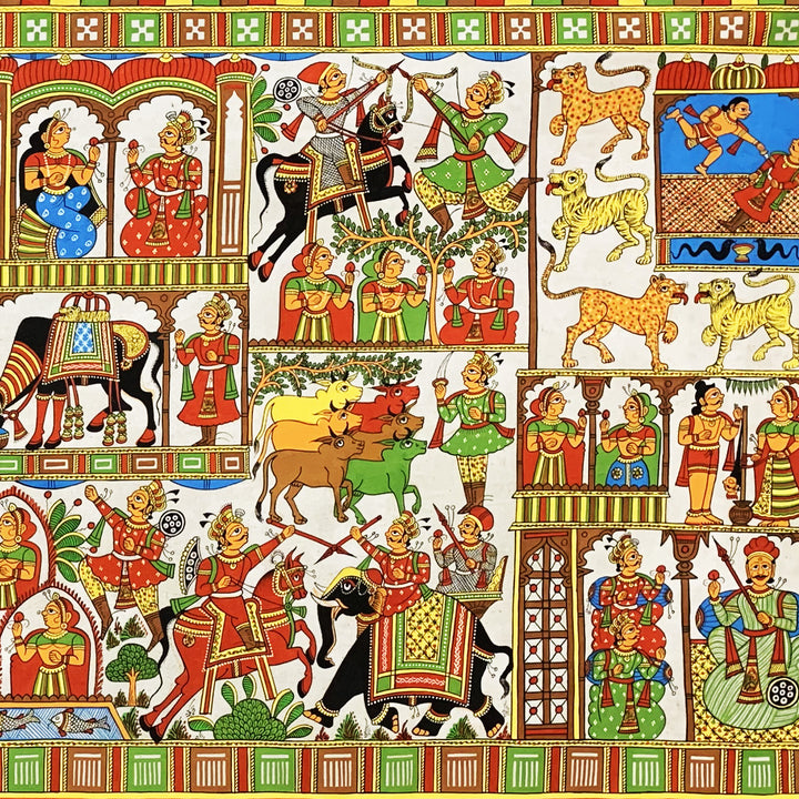 28 X 60 Inch | Story of Pabuji Paper Phad Painting