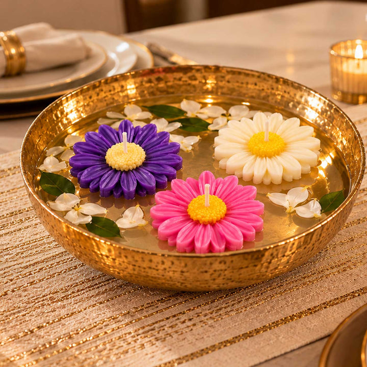 12 pc | Handmade Daisy Mogra Scented Soy Wax Floating Candle