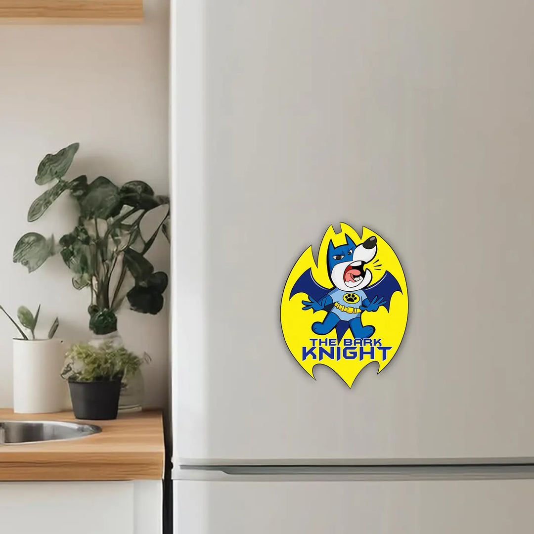 Printed Dog Theme "The Bark Knight" MDF Wood Fridge Magnet