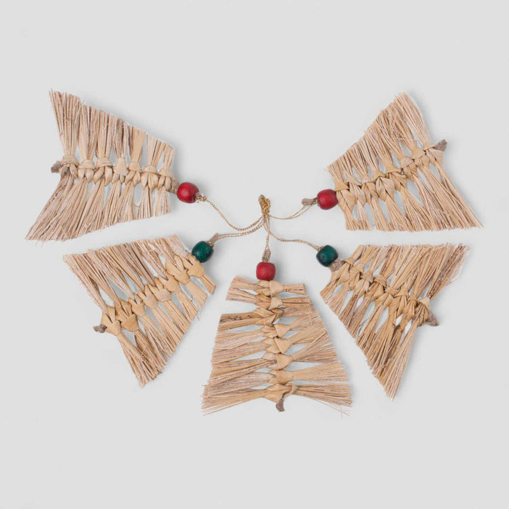 5 Pc | Handmade Banana Bark Frill Tree Hanging Ornaments