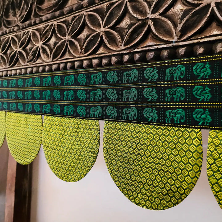 42 Inch Handmade Yellow Elephant Design Khunn Fabric Cotton Toran