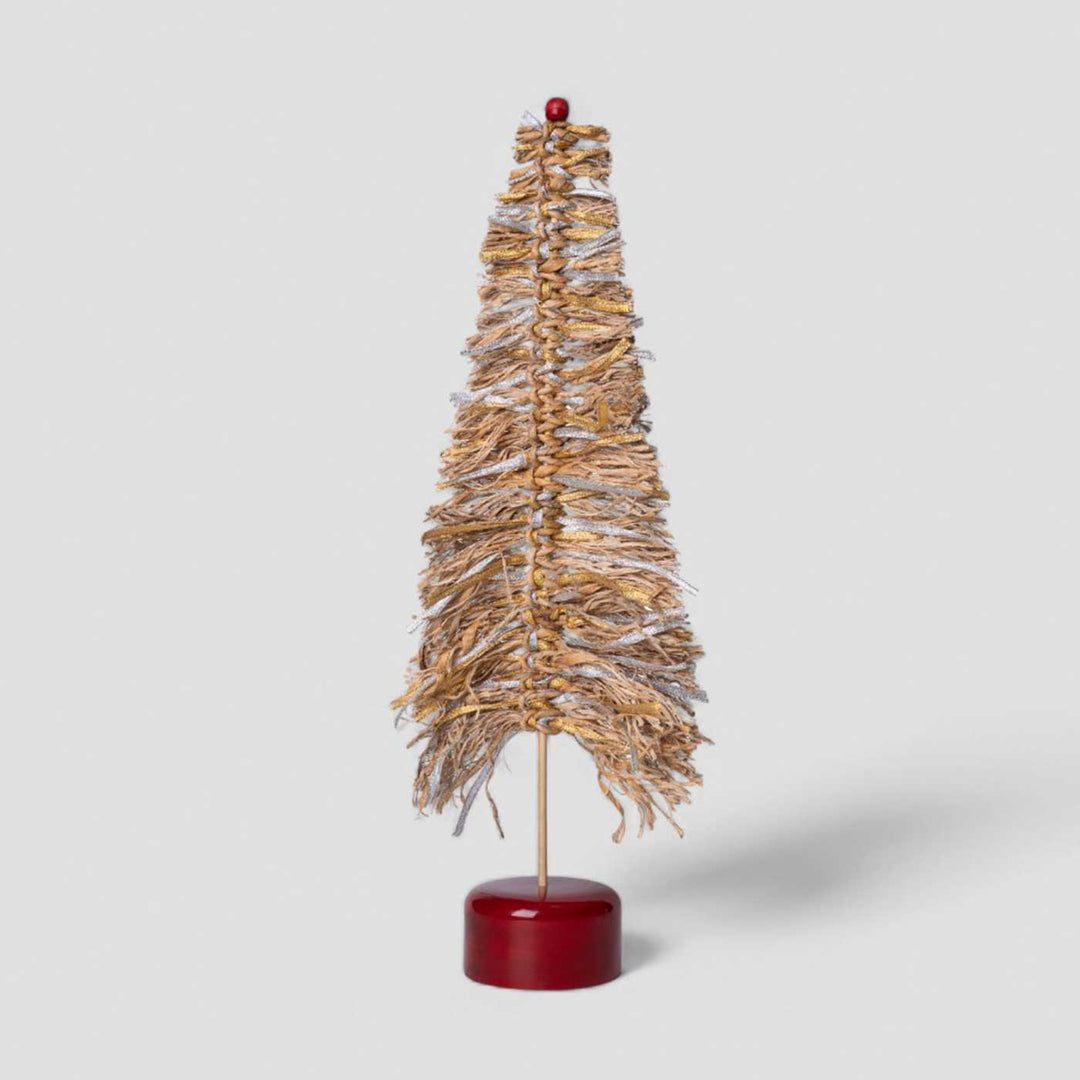 Handmade Banana Bark And Bamboo Frill Tree Christmas Ornaments